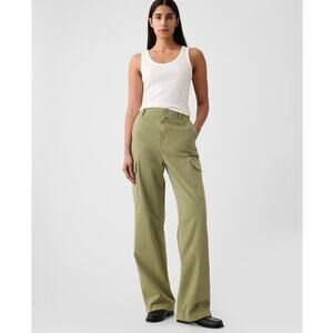 Gap Mid Rise Loose Kathi Cargo Pants Olive Green Women 6 Utility Grunge Urban